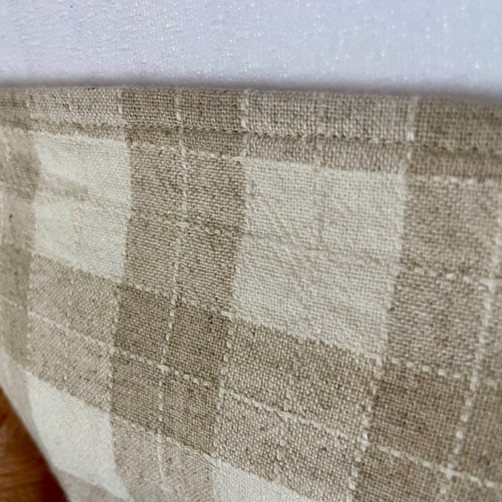 Isaac Mizrahi New linen top check neutral Relaxed‎ Summer blouse Large Tan White - Picture 4 of 9